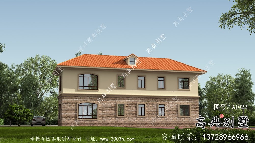 新農村復式二層歐式自建別墅設計外觀圖