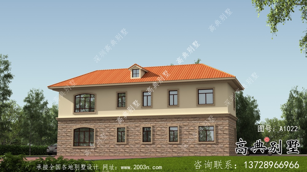 新農村復式二層歐式自建別墅設計外觀圖