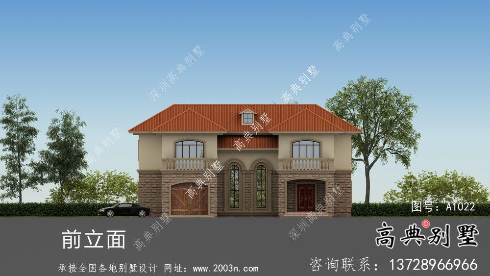 新農村復式二層歐式自建別墅設計外觀圖