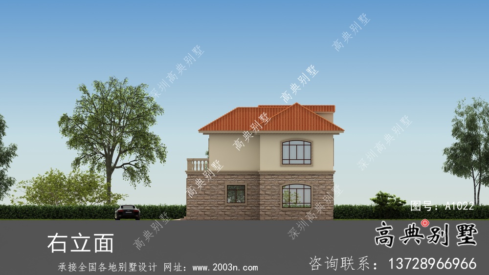 新農村復式二層歐式自建別墅設計外觀圖