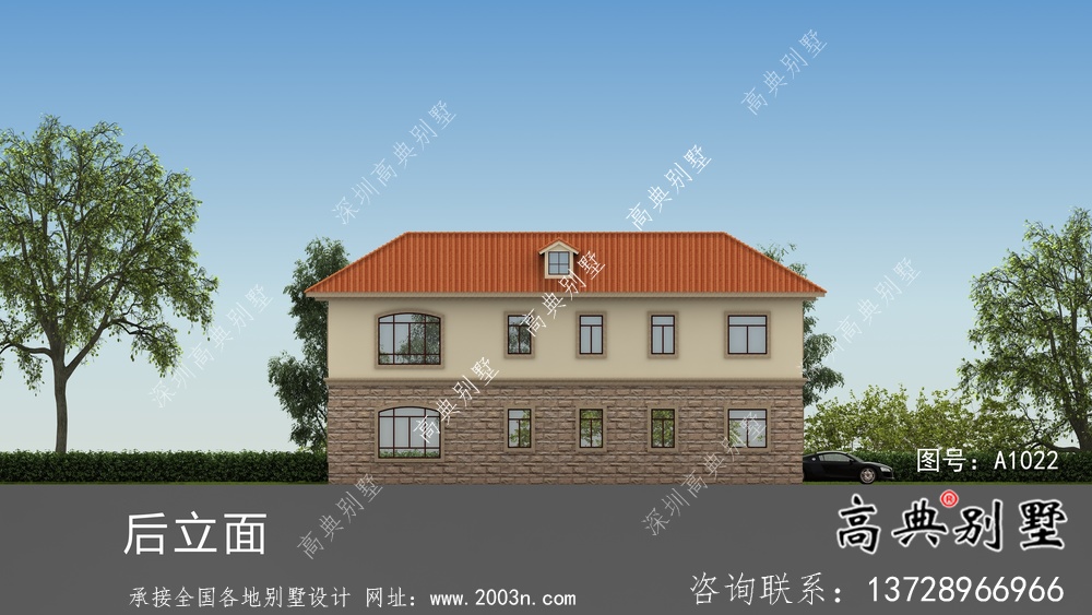 新農村復式二層歐式自建別墅設計外觀圖