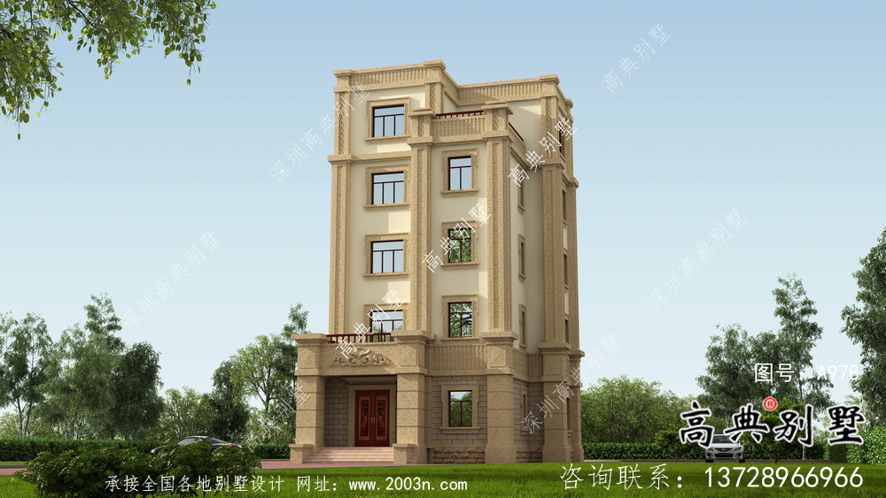 五層平屋頂豪華別墅設計圖