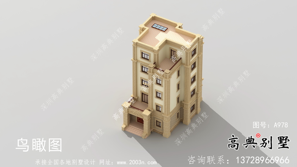五層平屋頂豪華別墅設計圖