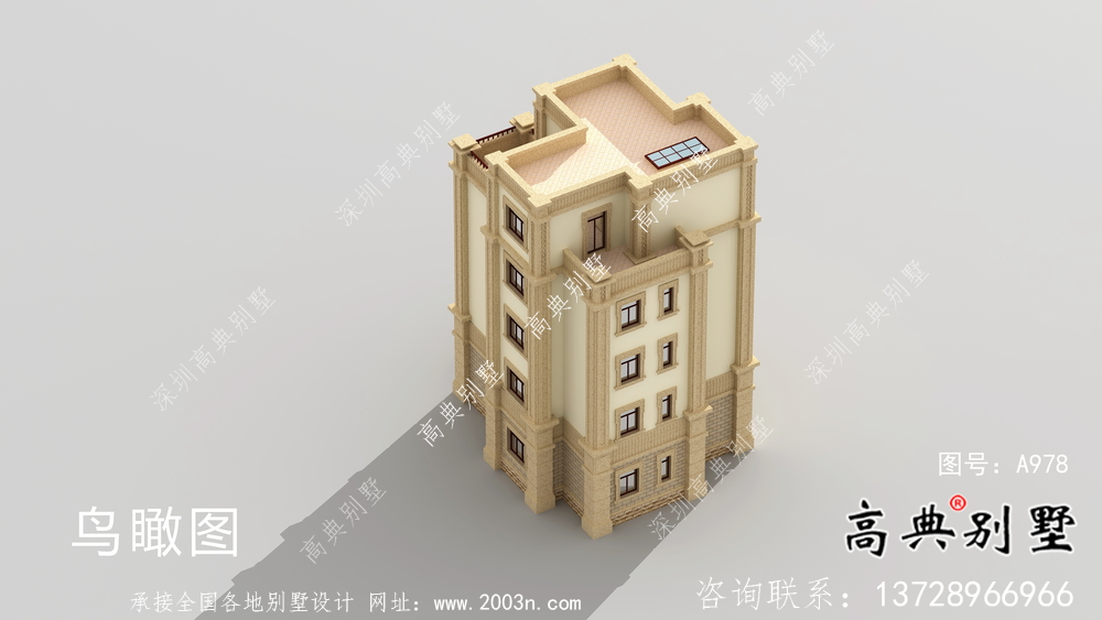 五層平屋頂豪華別墅設計圖