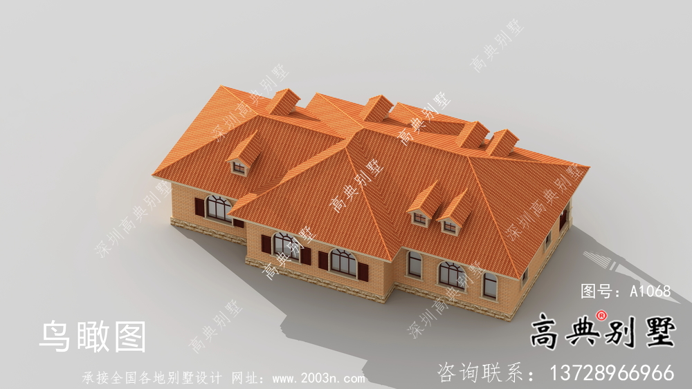 歐式風格一層大氣別墅設計圖紙