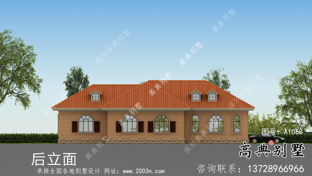 歐式風格一層大氣別墅設計圖紙