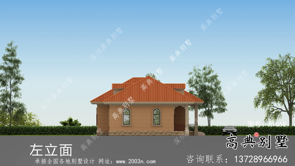 歐式風格一層大氣別墅設計圖紙