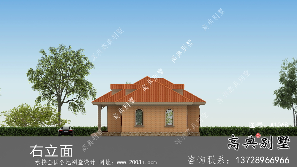 歐式風格一層大氣別墅設計圖紙