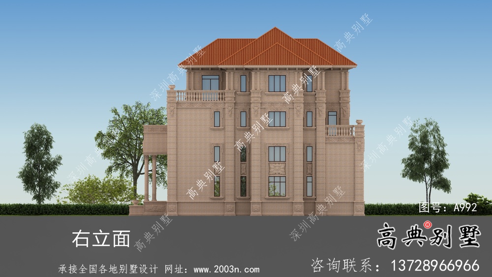 意大利風格四層新農(nóng)村住宅設計圖