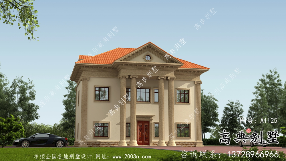 歐式風格二層別墅全套建筑圖紙。