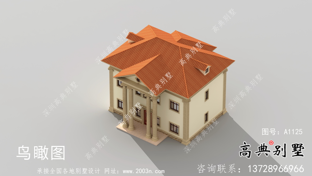 歐式風格二層別墅全套建筑圖紙。