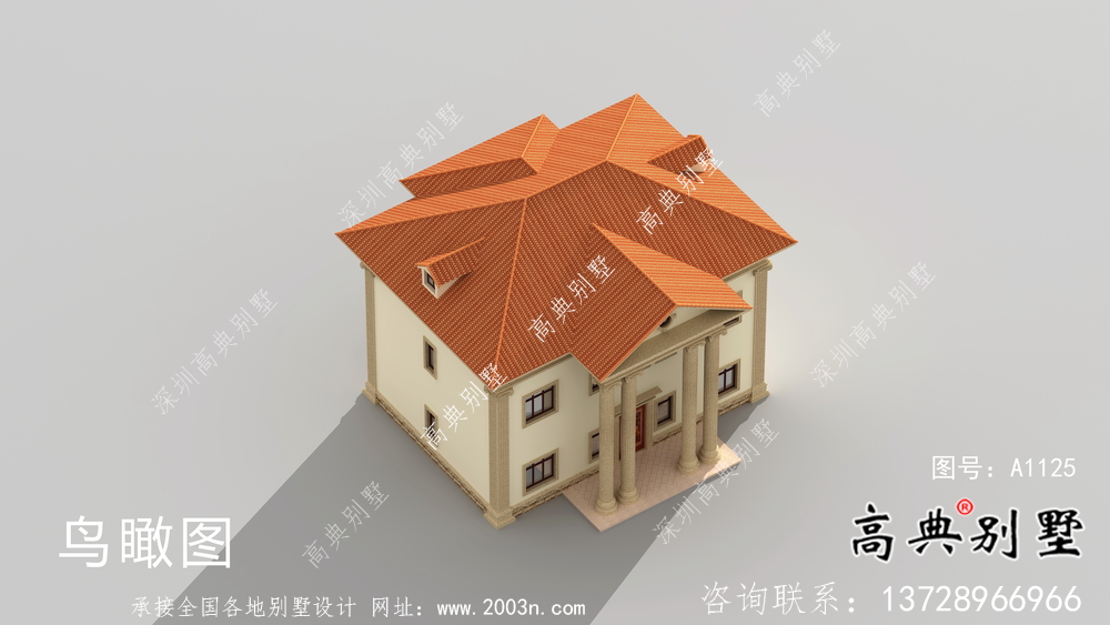 歐式風格二層別墅全套建筑圖紙。