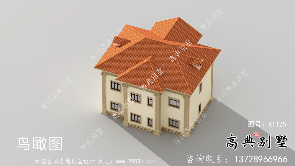 歐式風格二層別墅全套建筑圖紙。
