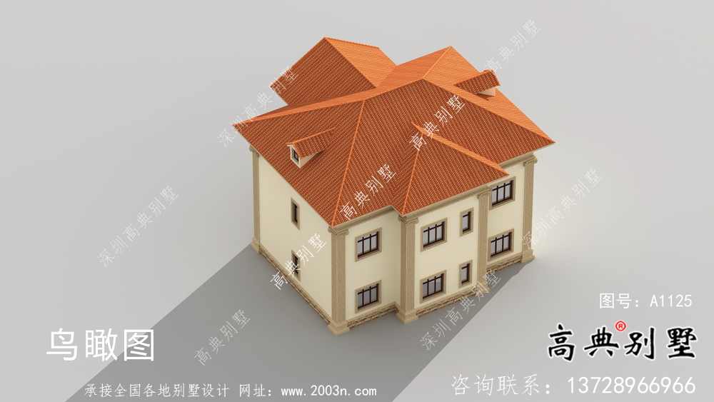 歐式風格二層別墅全套建筑圖紙。