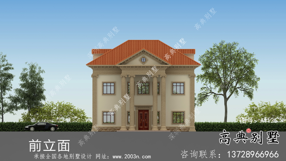 歐式風格二層別墅全套建筑圖紙。