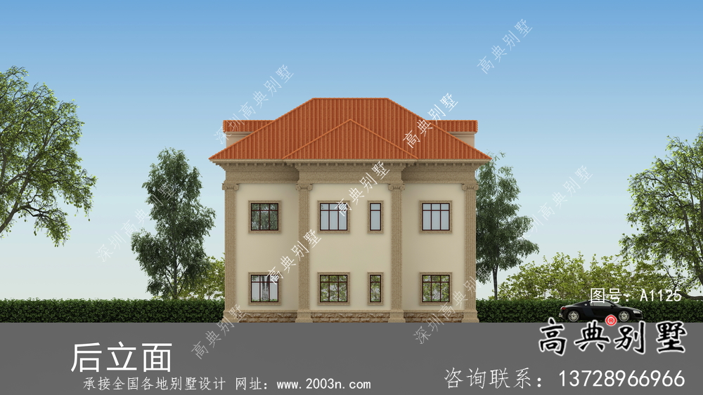 歐式風格二層別墅全套建筑圖紙。