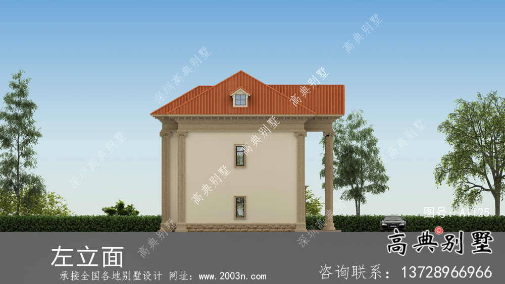 歐式風格二層別墅全套建筑圖紙。