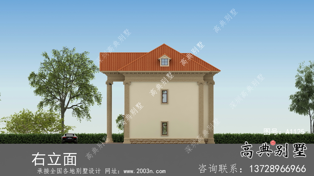 歐式風格二層別墅全套建筑圖紙。