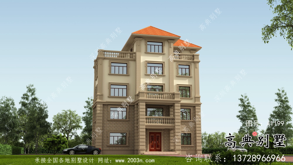 簡(jiǎn)潔時(shí)尚實(shí)用農(nóng)村五層別墅設(shè)計(jì)圖帶效果圖