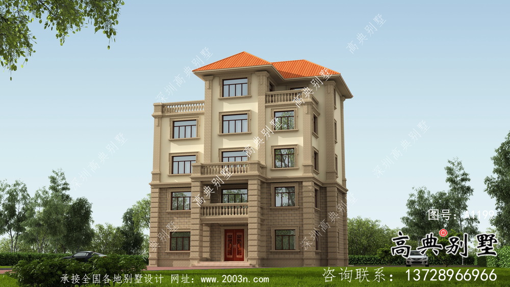 簡(jiǎn)潔時(shí)尚實(shí)用農(nóng)村五層別墅設(shè)計(jì)圖帶效果圖
