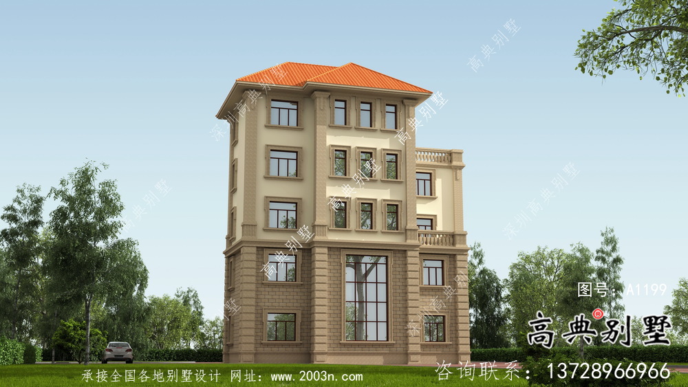 簡(jiǎn)潔時(shí)尚實(shí)用農(nóng)村五層別墅設(shè)計(jì)圖帶效果圖