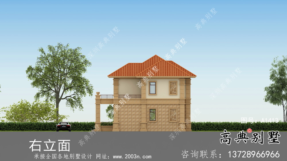 大氣兩層雙拼歐式別墅設計圖紙全套
