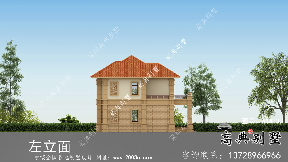 大氣兩層雙拼歐式別墅設計圖紙全套