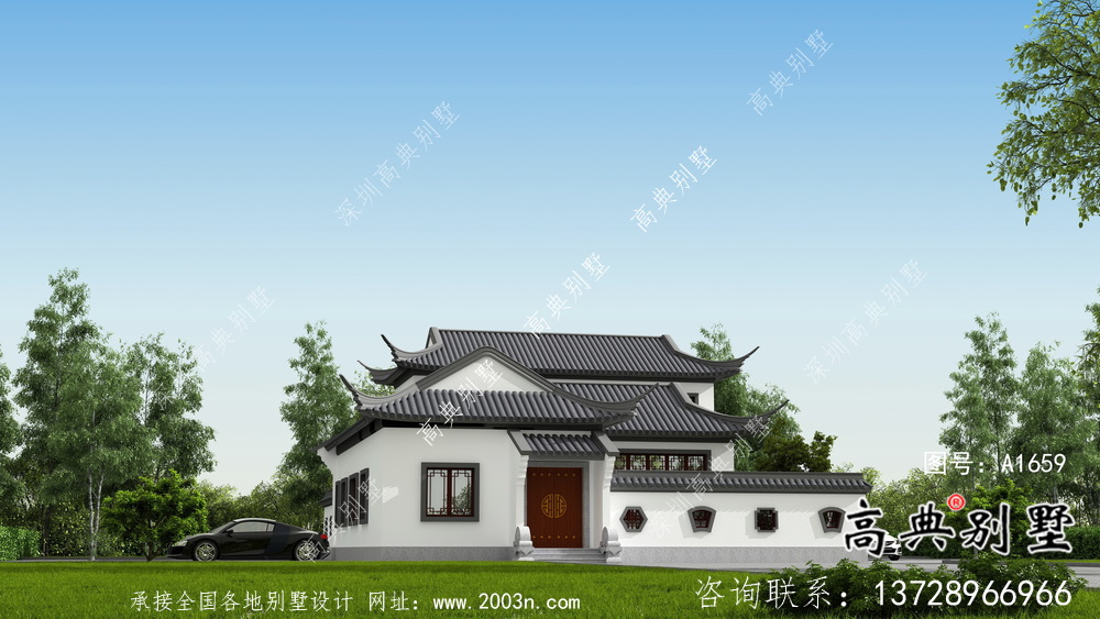 新款中式二層鄉村別墅設計圖紙