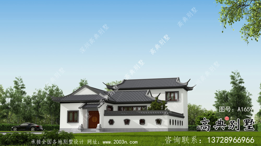 新款中式二層鄉村別墅設計圖紙