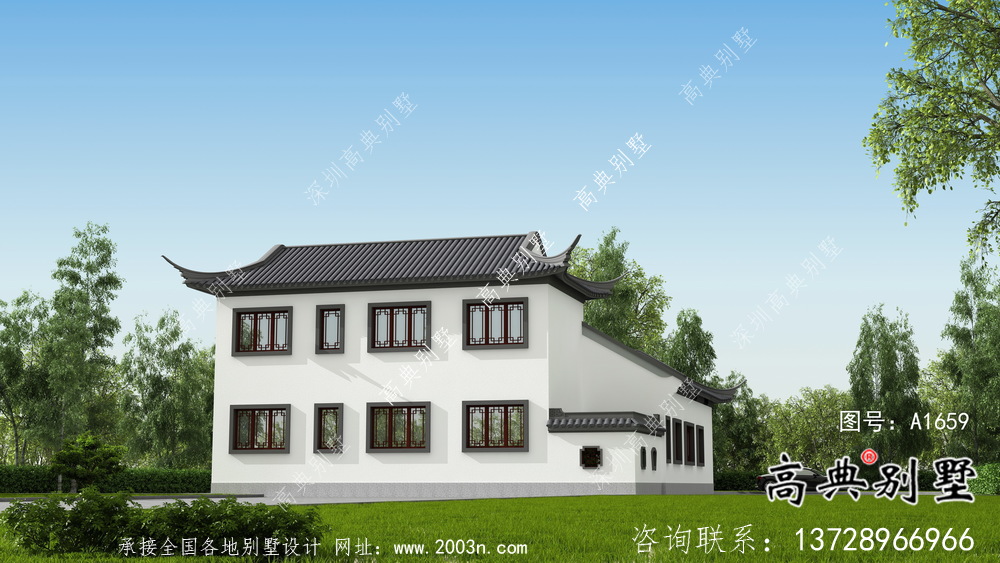 新款中式二層鄉村別墅設計圖紙