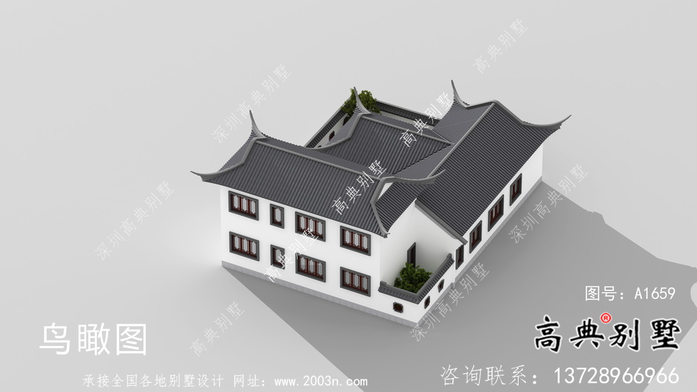新款中式二層鄉村別墅設計圖紙