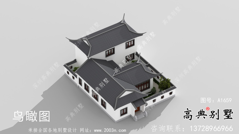 新款中式二層鄉村別墅設計圖紙