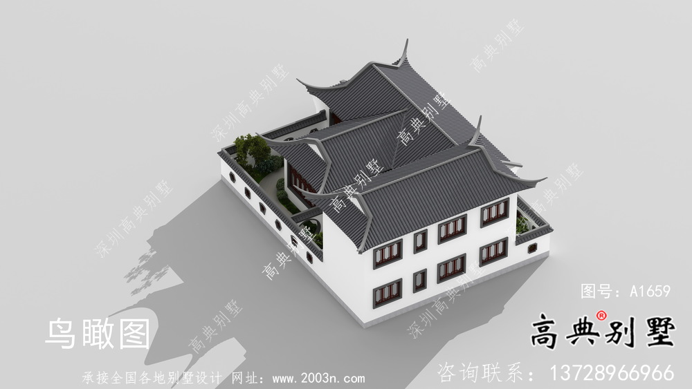 新款中式二層鄉村別墅設計圖紙