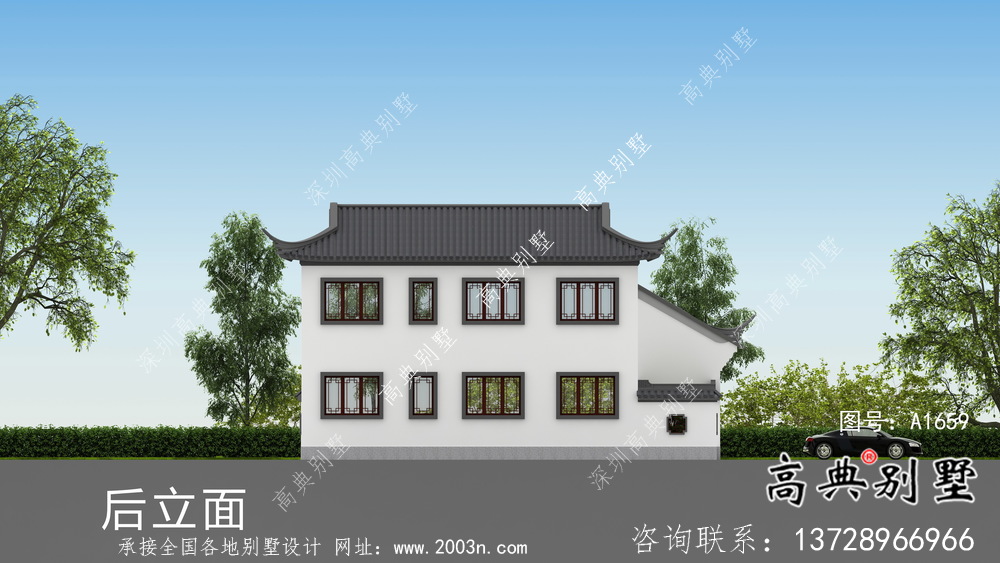 新款中式二層鄉村別墅設計圖紙