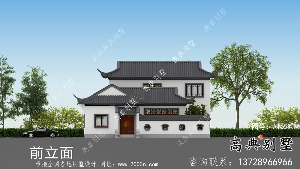 新款中式二層鄉村別墅設計圖紙