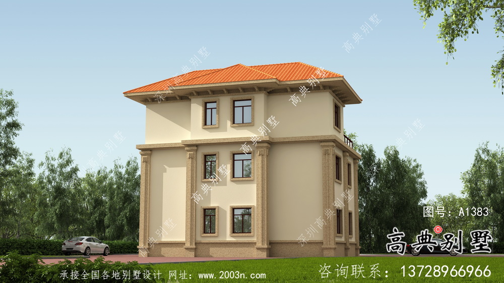 獨棟歐式風格三層別墅設計方案圖帶效果圖