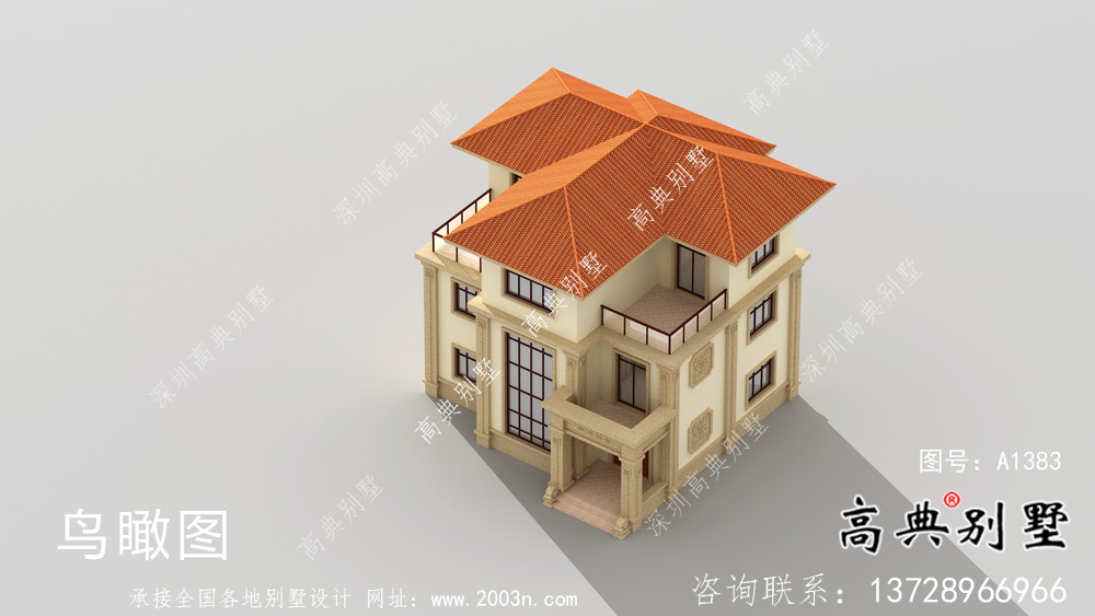 獨棟歐式風格三層別墅設計方案圖帶效果圖