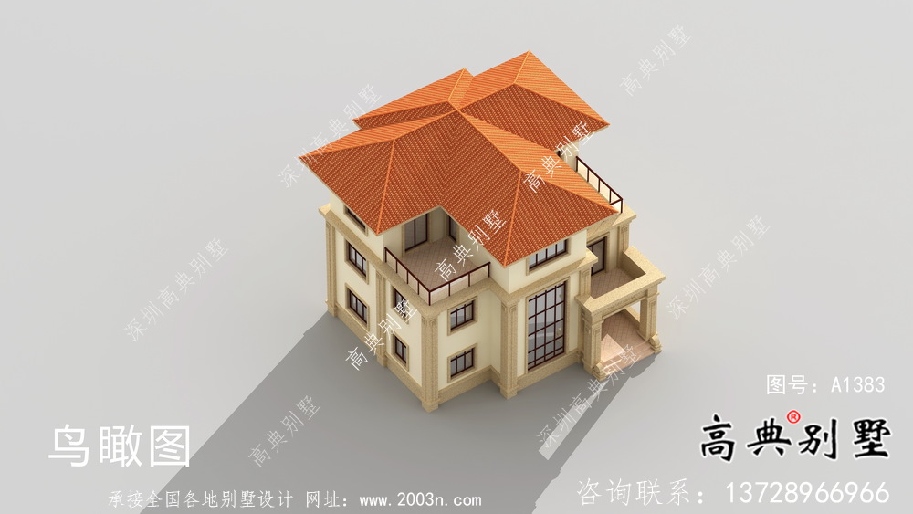 獨棟歐式風格三層別墅設計方案圖帶效果圖