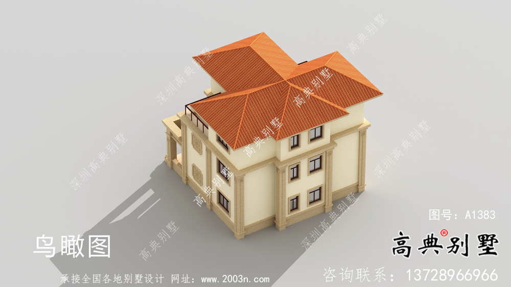獨棟歐式風格三層別墅設計方案圖帶效果圖