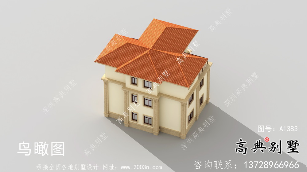 獨棟歐式風格三層別墅設計方案圖帶效果圖