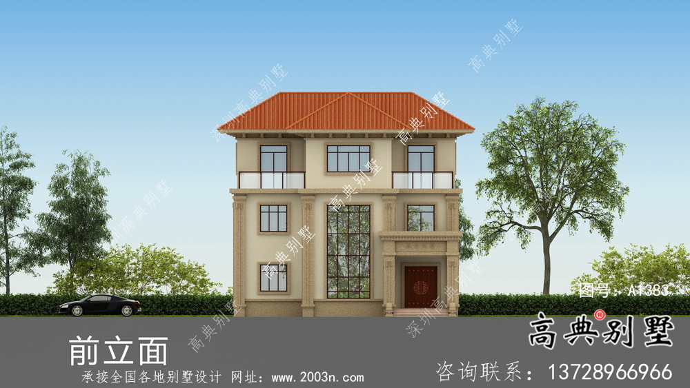 獨棟歐式風格三層別墅設計方案圖帶效果圖