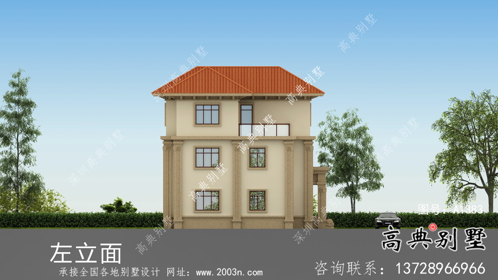 獨棟歐式風格三層別墅設計方案圖帶效果圖