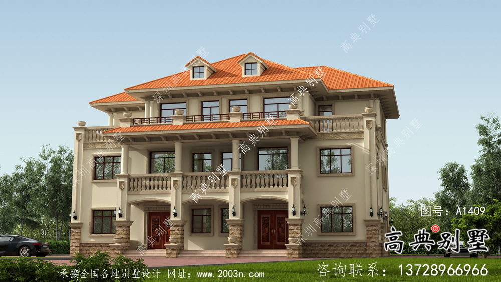 歐式風格，意大利風格三層別墅設計方案圖