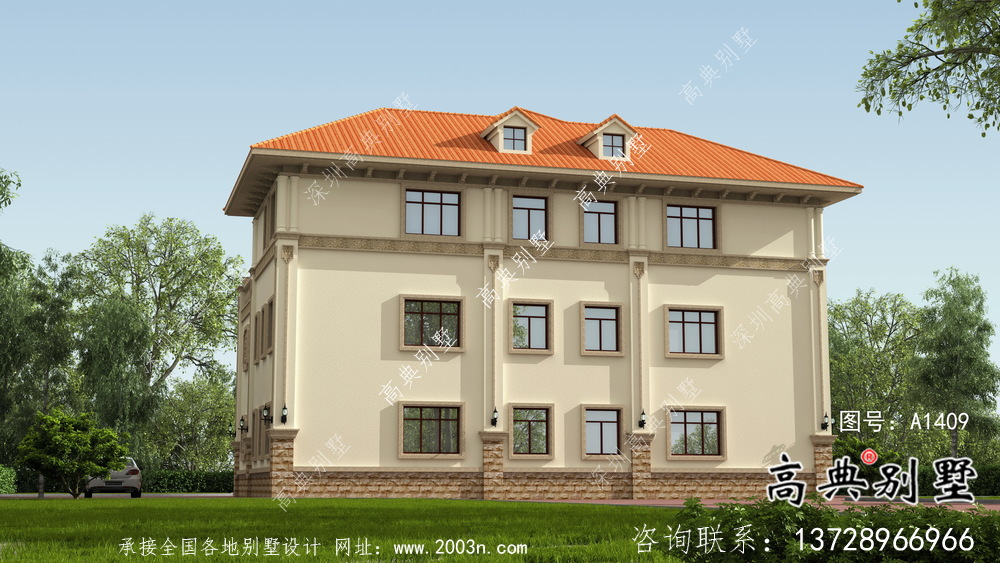 歐式風格，意大利風格三層別墅設計方案圖