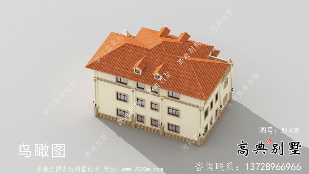 歐式風格，意大利風格三層別墅設計方案圖