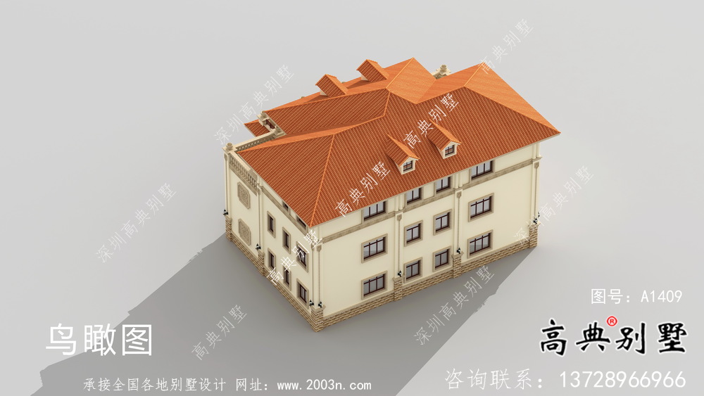 歐式風格，意大利風格三層別墅設計方案圖