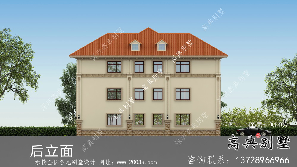 歐式風格，意大利風格三層別墅設計方案圖