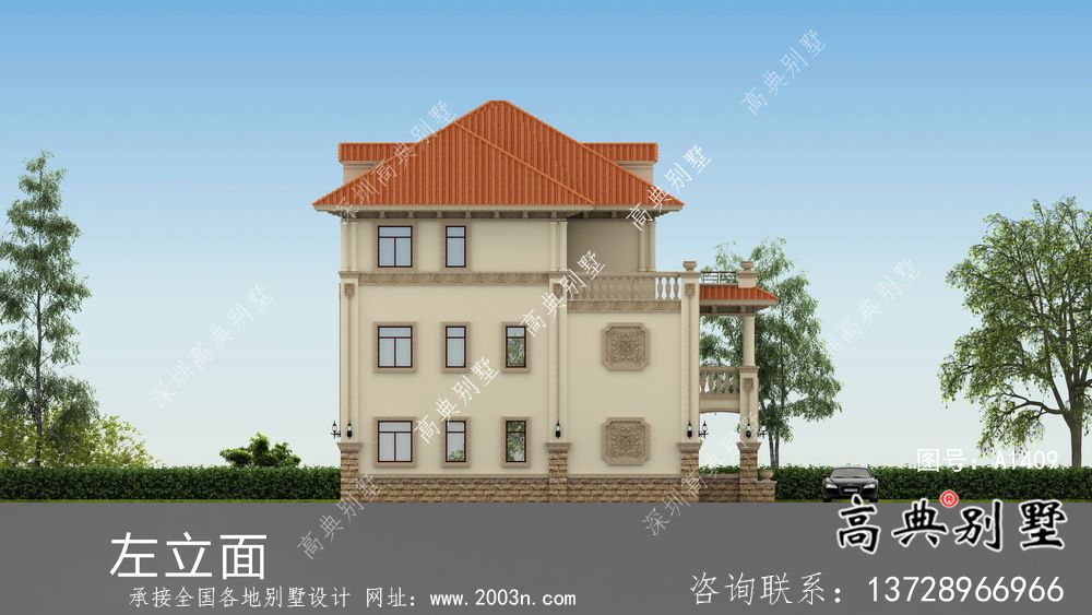 歐式風格，意大利風格三層別墅設計方案圖