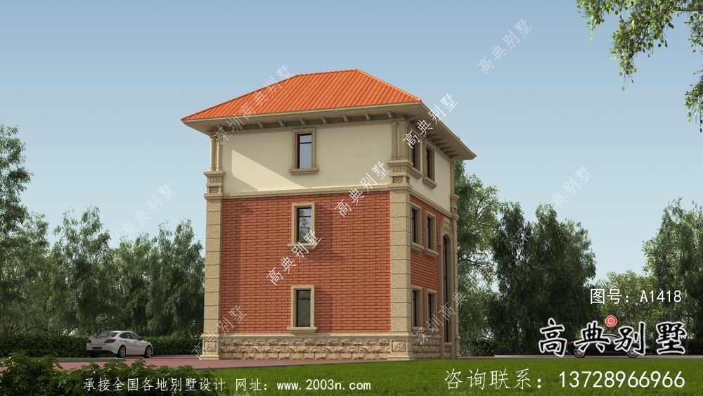 全套法式風格三層坡屋頂別墅方案帶效果圖