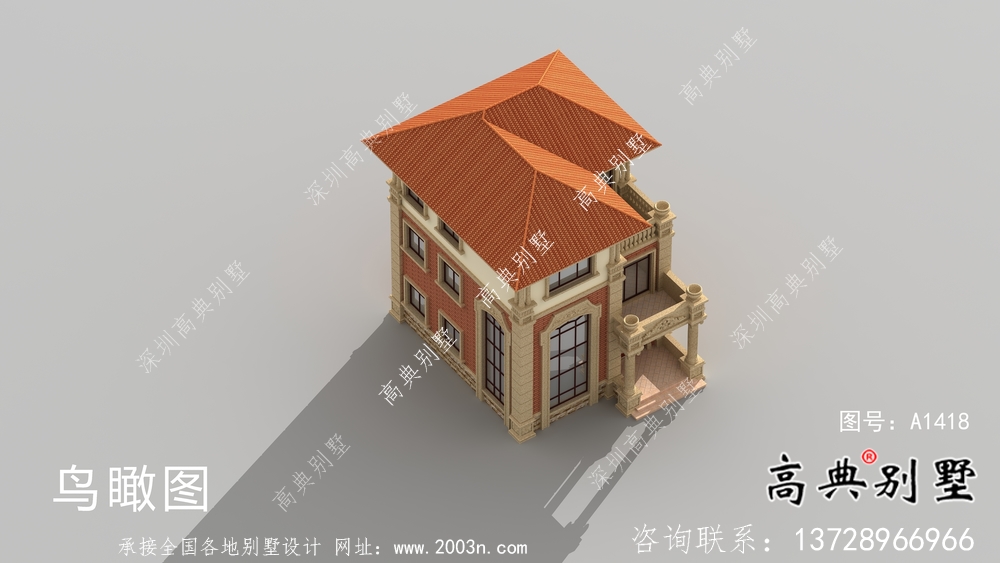 全套法式風格三層坡屋頂別墅方案帶效果圖